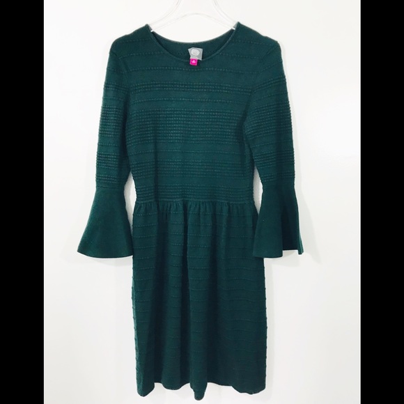 Vince Camuto Dresses & Skirts - Vince Camino Hunter Green Sweater Dress Bell Cuffs
